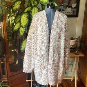 Luxe Fuzzy Multicolor Women's Sweater Cardigan
